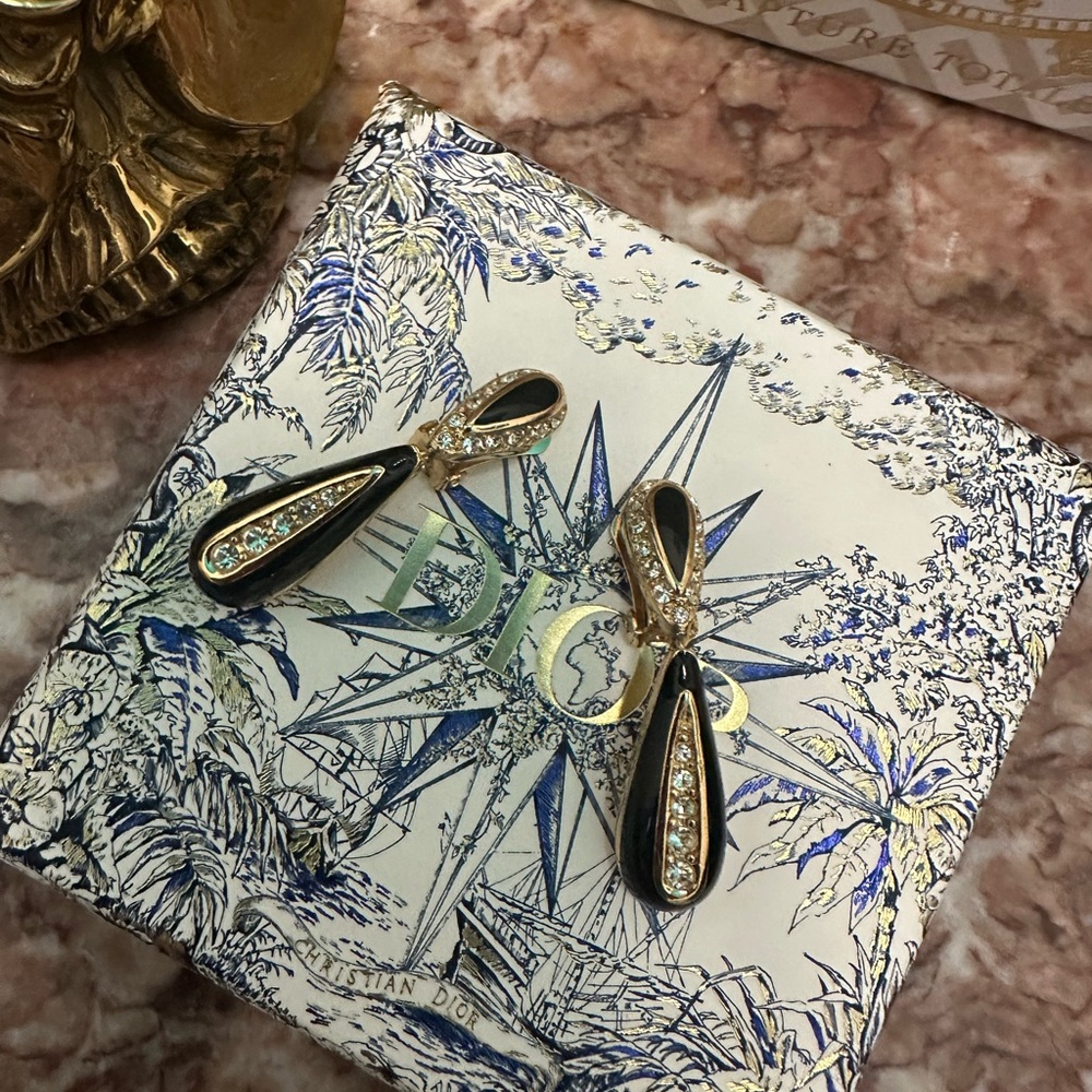 Dior Gold and Black Drop Earrings - Picture 5 of 5